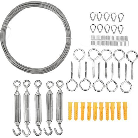 Rubber Coated Stainless Steel Wire Rope Kit String Light Hanging Kit Outdoor Garden Railing Cable Set (1/5)