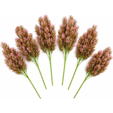 Pack of 6 x 75cm Artificial Pink Heather Fern Bush Stem (1/4)