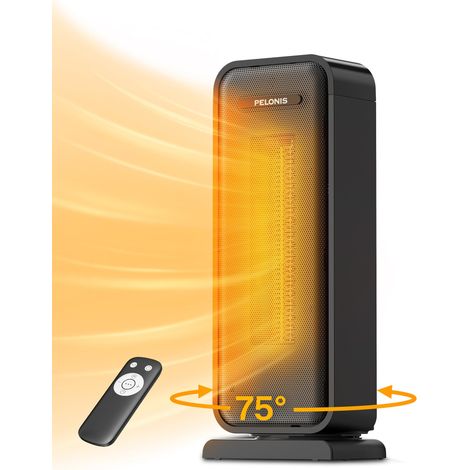 Chauffage électrique 2000 W, économie d'énergie, chauffage de pièce peu encombrant, radiateur soufflant portable en céramique, thermostat à 2 réglages, minuterie 12 heures, inclinaison (1/5)