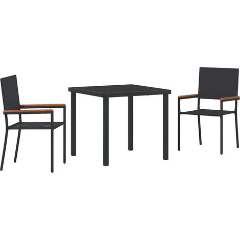 Maison Exclusive - Garten Essgruppe 3 Stk. Schwarz Poly-Rattan (1/5)