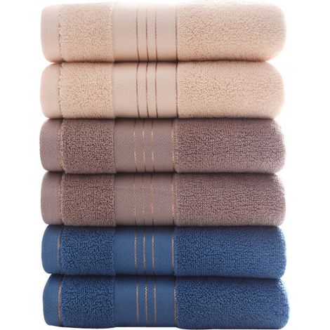 Set of 6 thick and absorbent pure cotton towels (34 x 74 cm), soft. (1/3)