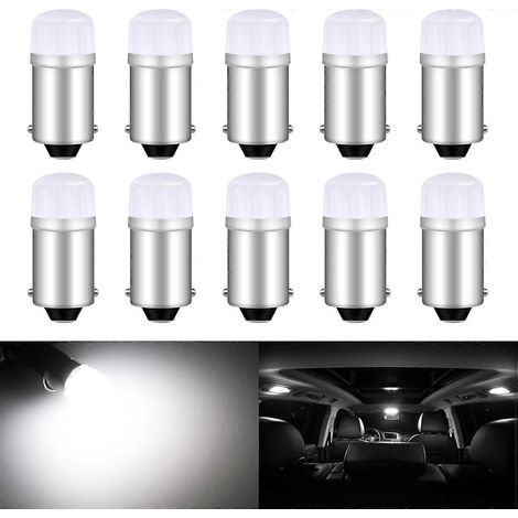 (10 pièces) Ampoule LED BA9S T11 53 T4W 64111 12 V, 2 puces SMD 2835, blanc 6000 K, pour éclairage intérieur de voiture (boîte à gants, plaque d'immatriculation, etc.). (1/5)