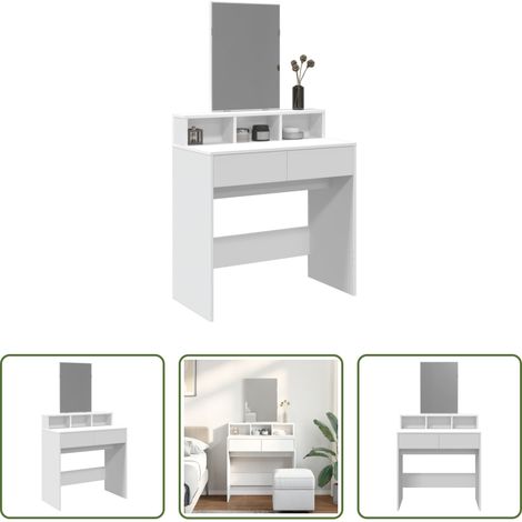 Rangement chambre - Coiffeuse avec miroir blanc 80x41x144,5 cm (1/5)