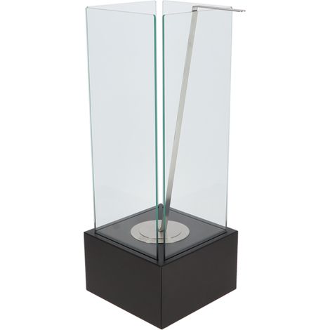 Cheminée de table au bioéthanol carré - Noir - L 25 x P 25 x H 65 cm - Livraison gratuite (1/5)