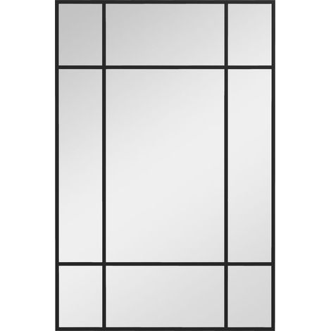 Mirror wall style window, fastening vertically and horizontal, 90 x 60 cm, black (1/5)