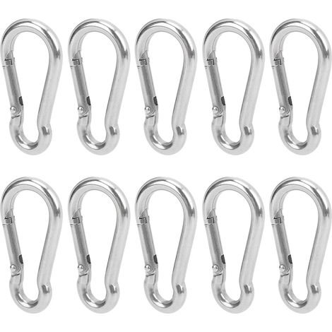 Lot de 10 Mousquetons à Ressort en Acier Inoxydable Crochet de Sécurité pour Corde, Sangles et Accessoires de Suspension (1/5)