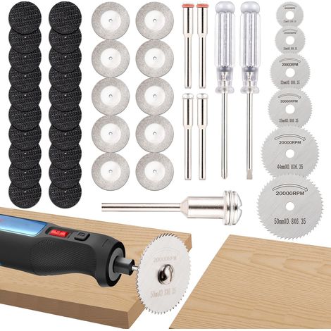 44 pièces Lames de Coupe, Jeu de Lames de Scie Circulaire, Jeu de Lames de Coupe D'accessoires Pour le Bois, le Verre, le Plastique, L'aluminium et La tôle, Kit D'outils de Réparation Multi-outils (1/5)