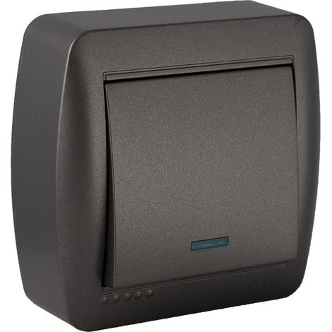 Interrupteur va et vient voyant lumineux saillie - Noir graphite - Solera