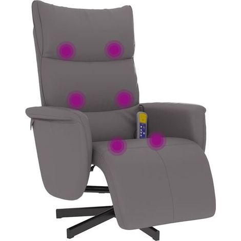 Fauteuil de massage inclinable en similicuir gris avec repose-pieds (1/5)