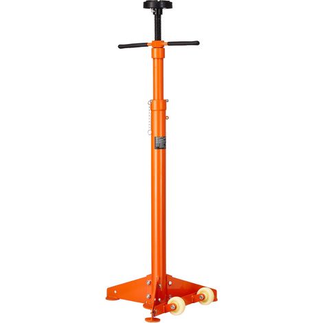 Support de levage sous palan, support de levage sous palan d'une capacité de 3/4 tonne, hauteur de levage de 97,5 à 191,5 cm, poignée rotative montée sur roulement, vis autobloquante, deux roues, comp (1/5)