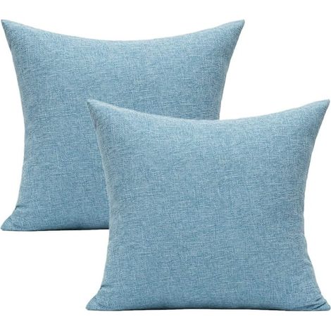 Housses de coussin décoratives bleu clair pour mobilier de patio extérieur, coussins carrés unis bleu ciel, taies d'oreiller pour banc, canapé et fauteuil Sunbrella 18x18 (1/4)