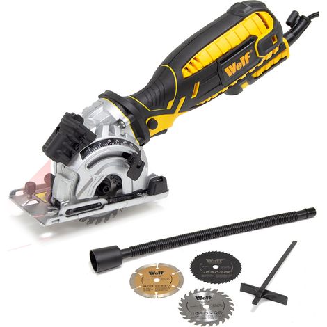 Wolf 89mm Plunge Mini Circular Saw, 705W, Wood Aluminium & Tiles, with Laser Guide (1/5)