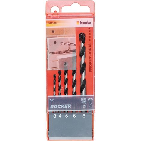 Juego de 5 brocas KWB para hormigón y piedra - 3 a 8 mm (1/4)