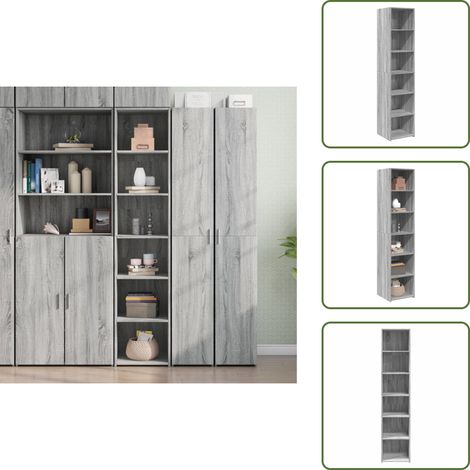 Highboard Grau Sonoma-Eiche 40x41x185 cm Holzwerkstoff - Sideboard - Hochschrank - Wohnzimmermöbel - Eiche Dekor - Grau (1/5)