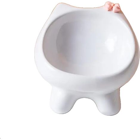 Bol pour chat, design incliné à 15 degrés, céramique de haute qualité, BLANC (1/2)