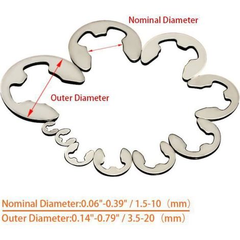 Circlips extérieurs - - 120PCS - Acier inoxydable - 1.2-10mm - Résistance à la corrosion (1/4)