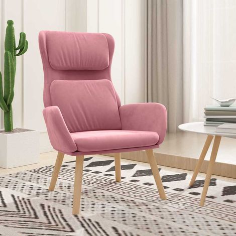 Chaise de relaxation Fauteuil relax - Rose Velours BonneVie-87511 (1/5)