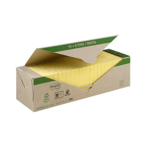3M Post-it Klebezettel Quadratisch Gelb 100 Blätter Selbstklebend (654-RYP24)