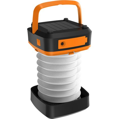 Lámpara de tienda de campaña LED portátil y retráctil, recargable mediante energía solar, con asa. (1/5)