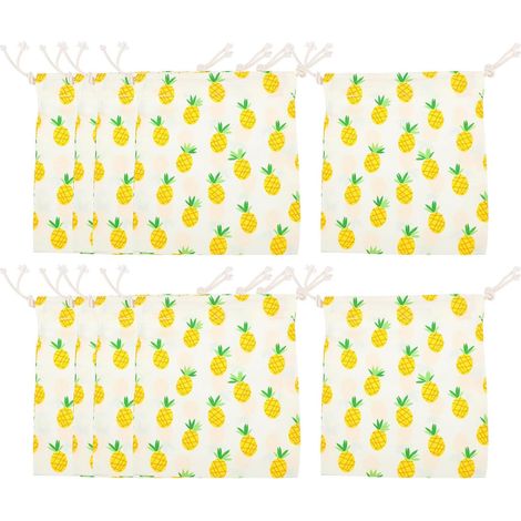 10 Pieces Cotton Linen Pineapple Drawstring Storage Pouches (1/5)