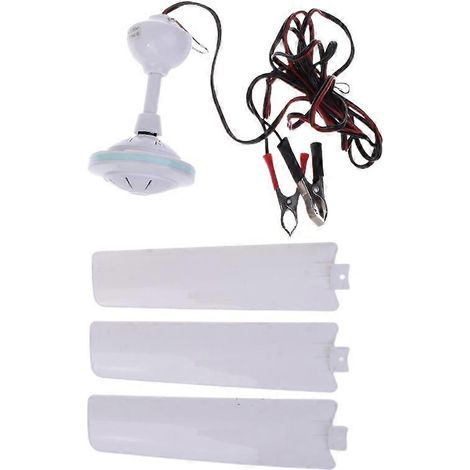Ventilateur de plafond silencieux à 3 pales en plastique DC12V pour tente de camping (1/5)