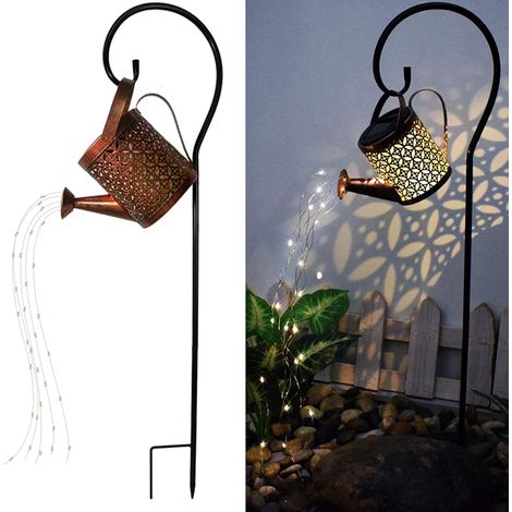 Solar-Gießkanne mit wasserdichter Lichterkaskade – dekorative hängende Solarlaterne für Garten, Terrasse oder Balkon – Dekoration für den Außenbereich (1/5)