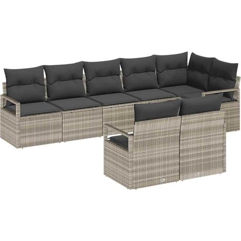 Maison Exclusive - Gartensofa-set mit Kissen 8 pcs Hellgrau Poly-
