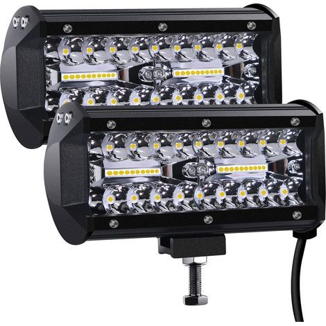 Phare de Travail LED 12V 300W 7'' Projecteur LED Voiture 12v Etanche IP67 Spot Flood Feux Antibrouillard LED 27,000lm (2 PCS) (1/5)