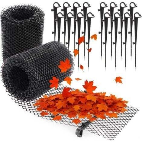 Rollen 6 m langes Dachschutznetz, Dachrinnenfilter mit 16 Clips, geeignet für Dachrinnenschutzsets für Häuser und Carports