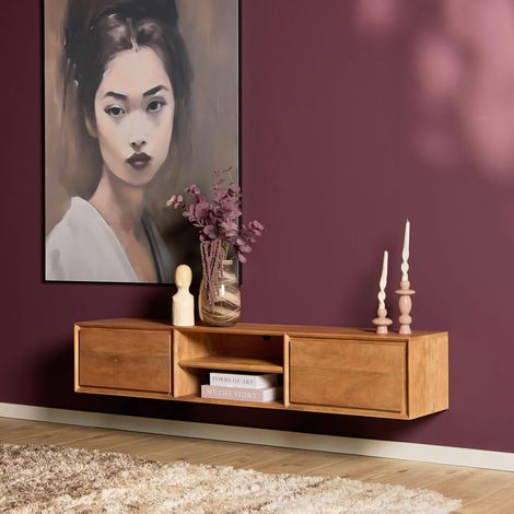 Meuble TV suspendu en bois 2 tiroirs 1 niche AERA (1/5)