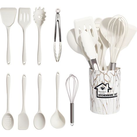 Ensemble d'ustensiles de cuisine en silicone résistant à la chaleur : spatule, cuillère. (1/5)