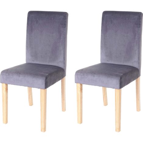 Set 2x sedie Littau velluto soggiorno cucina sala da pranzo 43x56x90cm grigio piedi chiari
