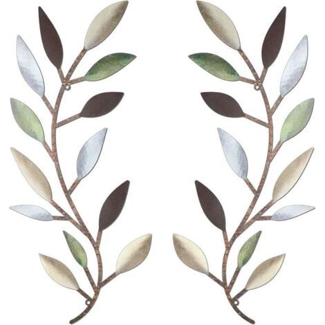 Décoration murale en métal feuille d'arbre – Art mural en fer forgé – Style moderne pour salon et chambre – Facile à accrocher