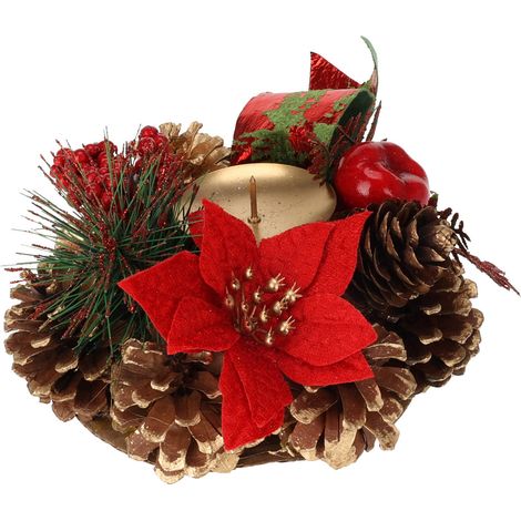 Adventskranz mit Zapfen, Kerzenhalter, 15 cm