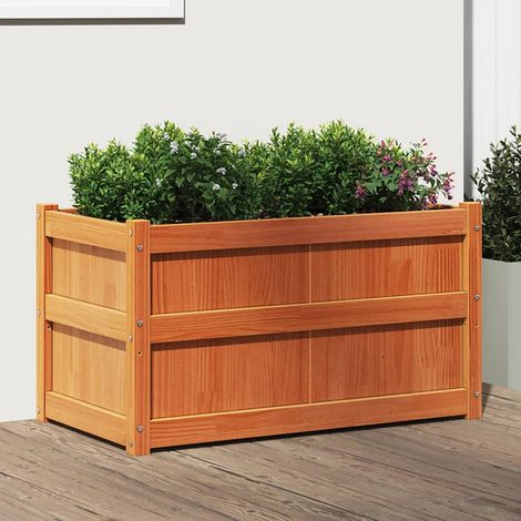Jardinera exterior madera maciza pino marrón cera 90x50x50 cm (1/5)