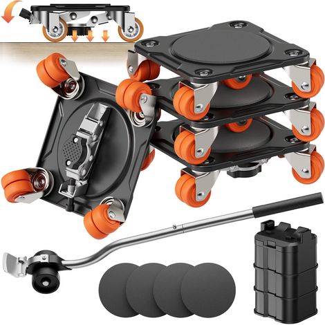 Kit Déplace Meuble Lourd avec Roues Élévateur(10Roues Doubles Parked) Deplace meuble lourd sans effort ven acier au carbone et roulettes doubles améliorées, supporte jusqu’à 1000 kg (1/5)