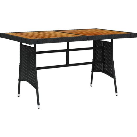 Garden Table Black 130x70x72 cm Poly Rattan & Solid Acacia Wood vidaXL