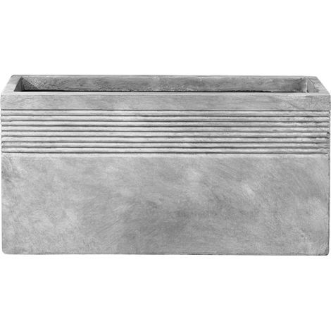 Pot grande taille d'extérieur SPIRIT 100x50cm gris clair, en béton fibré, résistant au gel (1/3)