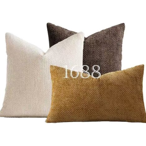 Chunky chenille cushion cover, cross-knit, simple solid color, soft sofa cushion cover -- 40x402 + 30x50 -- Yellow series