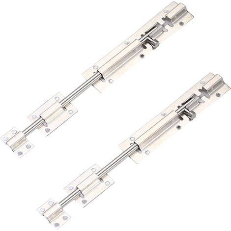 Lot de 2 verrous à barillet, verrous coulissants, verrou coulissant en acier inoxydable épais, 30,5 cm (12 pouces) (1/4)