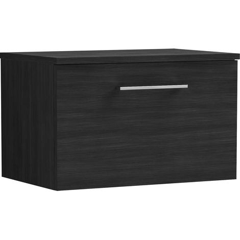 Nuie Arno Wall Hung 1-Drawer Vanity Unit with Worktop 600mm Wide - Charcoal Black (1/5)
