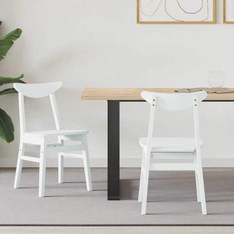 vidaXL  Dining Chairs  2 pcs White 42 x 47.5 x 81 cm Solid Rubber Wood
