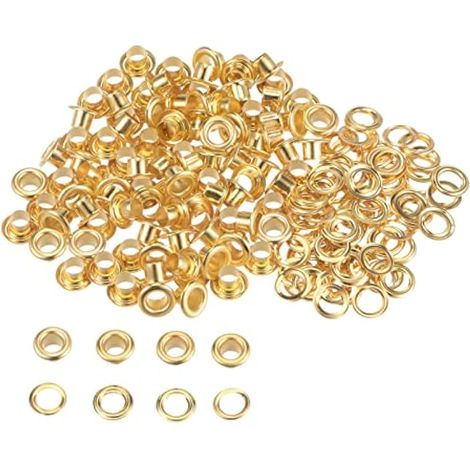 Kit de 100 œillets métalliques de 4 mm (0,16") pour chaussures, vêtements, ceintures, sacs et projets de bricolage, couleur dorée. (1/5)