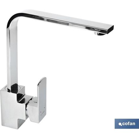 Rubinetto da cucina monocomando design quadrato 27,1x5x25,4cm per cartuccia ceramica Ø35mm (1/4)
