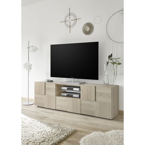 Meuble TV moderne 181 cm chêne samoa Milenor (1/5)