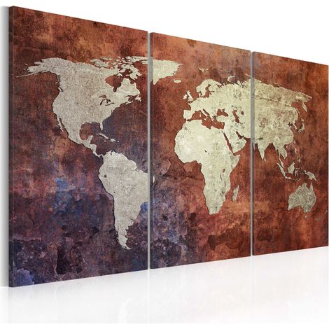 Quadro - Mappa del mondo rugginosa: trittico - 120x80 (1/4)