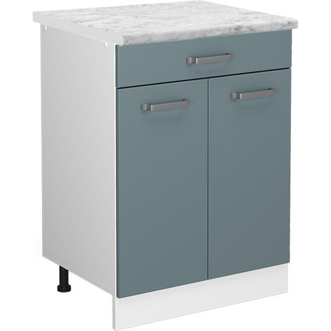 Mobiletto base per cucina R-Line, Grigio-blu, 60 cm PL Marmo, Vicco