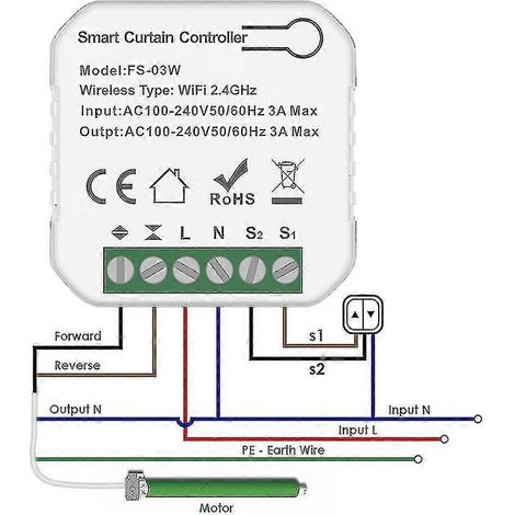 Interrupteur intelligent Wi-Fi Corui Tuya pour rideaux, volets roulants et portes roulantes compatibles Google (1/5)