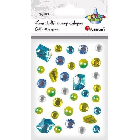 Cristalli autoadesivi blu-verdi, 33 pezzi