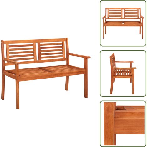 Panca in eucalipto - vidaXL Panchina da Giardino 2 Posti 120 cm Legno Massello di Eucalipto - Panca con schienale